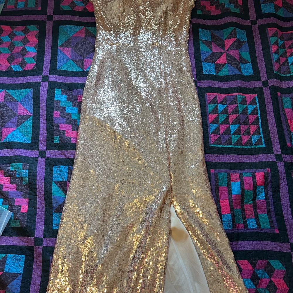 B. Smart Glittering Gold Sequin Dress